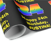 24誕生日:おもしろい、カラフルレインボーインスパイア# 24 ラッピングペーパー (ロールコーナー)