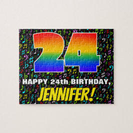 24誕生日:おもしろい、カラフル音楽シンボル、「24」 ジグソーパズル