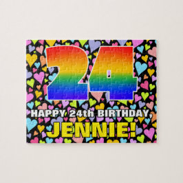 24誕生日:おもしろい、愛するハートシェイプ+「24」 ジグソーパズル