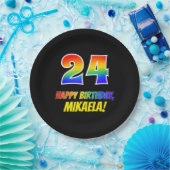 24誕生日:はっきりした,おもしろい,シンプル虹, 24 ペーパープレート (パーティー)