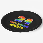 24誕生日:はっきりした,おもしろい,シンプル虹, 24 ペーパープレート (アングル)