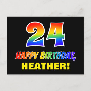 24誕生日:はっきりした,おもしろい,シンプル虹, 24 ポストカード