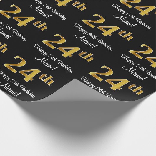 24誕生日:エレガント豪華なフェイク金ゴールドルック# ラッピングペーパー (角)