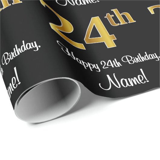 24誕生日:エレガント豪華なフェイク金ゴールドルック# ラッピングペーパー (ロールコーナー)