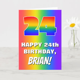 24誕生日: カラフル、おもしろいレインボーパターン# 24 カード