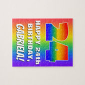 24誕生日: カラフル、おもしろいレインボーパターン# 24 ジグソーパズル (横)