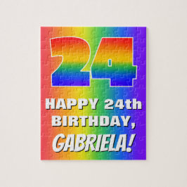 24誕生日: カラフル、おもしろいレインボーパターン# 24 ジグソーパズル