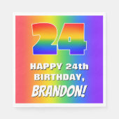 24誕生日: カラフル、おもしろいレインボーパターン# 24 スタンダードランチョンナプキン (正面)