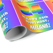 24誕生日: カラフル、おもしろいレインボーパターン# 24 ラッピングペーパー (ロールコーナー)