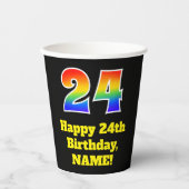 24誕生日:カラフル、おもしろい、エキサイティング、虹24 紙コップ (正面)