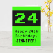 24誕生日:ネディ/オタク系のスタイル「24」と名前 カード (黄色い花)