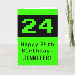 24誕生日：ネディ/オタク系のスタイル「24」と名前 カード