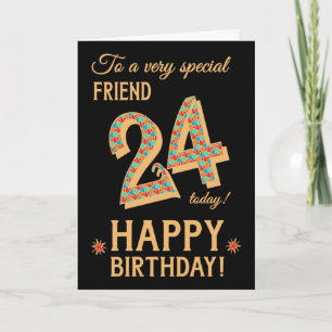 24誕生日、フレンド用、金ゴールド効果が黒に カード