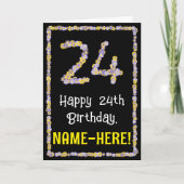 24誕生日:フローラ花数名前をカスタムする カード (正面)