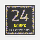 24誕生日:フローラ花数名前をカスタムする スタンダードランチョンナプキン (正面)