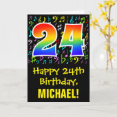 24誕生日:ミュージカラフルックシンボル+レインボー24 カード (黄色い花)