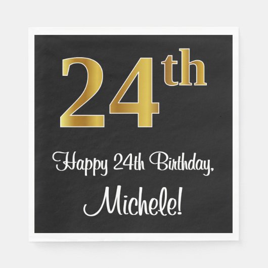 24誕生日~ラグジュアリーエレガントなフェイク金ゴールドルック# スタンダードランチョンナプキン (正面)
