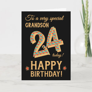24誕生日、孫に対する金ゴールド効果(黒) カード
