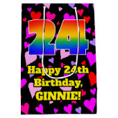 24誕生日：愛するハートパターン、虹# 24 ミディアムペーパーバッグ (裏面)