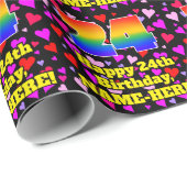 24誕生日:愛するハートパターン、虹# 24 ラッピングペーパー (ロールコーナー)