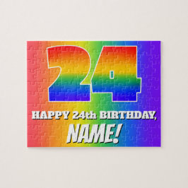 24誕生日— 数々の – 色のレインボーパターン「24」 ジグソーパズル