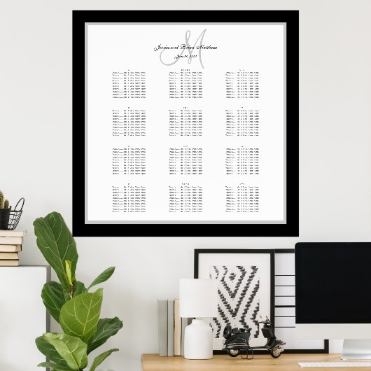 240の白黒結婚の座席表 ポスター (ホームオフィス)