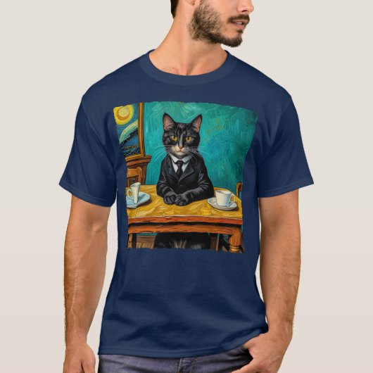 24011_Cat Cup Of Tea Tシャツ (正面)