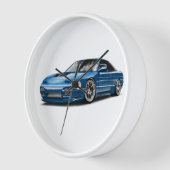 240sx 青い車のイラスト 壁時計 (傾斜)