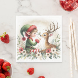 242.小妖精や小人とトナカイ スタンダードランチョンナプキン
