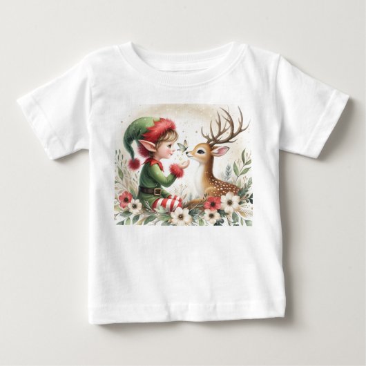 242.小妖精や小人とトナカイ ベビーTシャツ (正面)