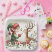 242.小妖精や小人とトナカイ ペーパープレート (パーティー)