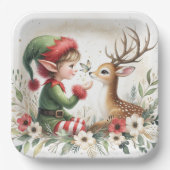 242.小妖精や小人とトナカイ ペーパープレート (正面)