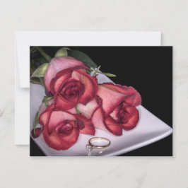 2466 – 赤いバラとリングや輪付きプラッタ 招待状