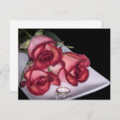 2466 – 赤いバラとリングや輪付きプラッタ 招待状 (正面/裏面)