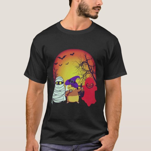 24 モルモット ハロウィン パンプキン Tシャツ (正面)