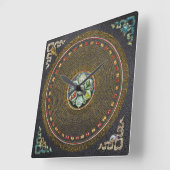 [24]丸いチベット語「OM」マントラ曼荼羅 スクエア壁時計 (傾斜)