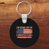 24 判決を受けた重罪犯に投票する アメリカ国旗 ヴィンテージ キーホルダー (正面)