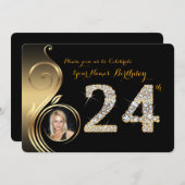 24,誕生日招待状，数字，写真2 招待状 (正面/裏面)