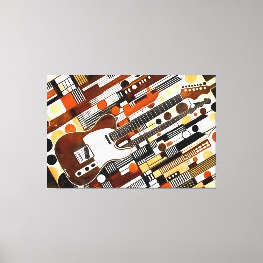 24_002，ギター，抽象芸術，幾何学的，芸術 キャンバスプリント (正面)