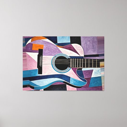 24_019，ギター，抽象芸術，キュービズム，アート キャンバスプリント (正面)