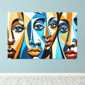 24_027，キュービスト顔抽象芸術アート キャンバスプリント (インサイチュ (ウッドフロア))