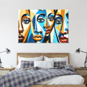 24_027，キュービスト顔抽象芸術アート キャンバスプリント (インサイチュ (寝室))