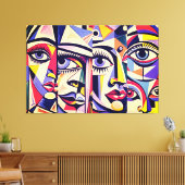 24_041，キュービスト顔抽象芸術アート キャンバスプリント (インサイチュ (リビング))