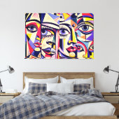 24_041，キュービスト顔抽象芸術アート キャンバスプリント (インサイチュ (寝室))