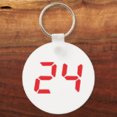 24 24赤アラーム時計のデジタル番号 キーホルダー (正面)