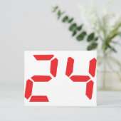 24 24赤アラーム時計のデジタル番号 ポストカード (スタンド正面)