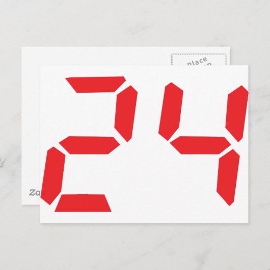 24 24赤アラーム時計のデジタル番号 ポストカード (正面/裏面)