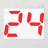 24 24赤アラーム時計のデジタル番号 ポストカード (正面)