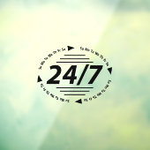 24/7営業中｜黒のビジネス営業時間ステッカー ウィンドウサイン (シート3)