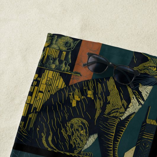 24 cats in one ビーチタオル (インサイチュ)